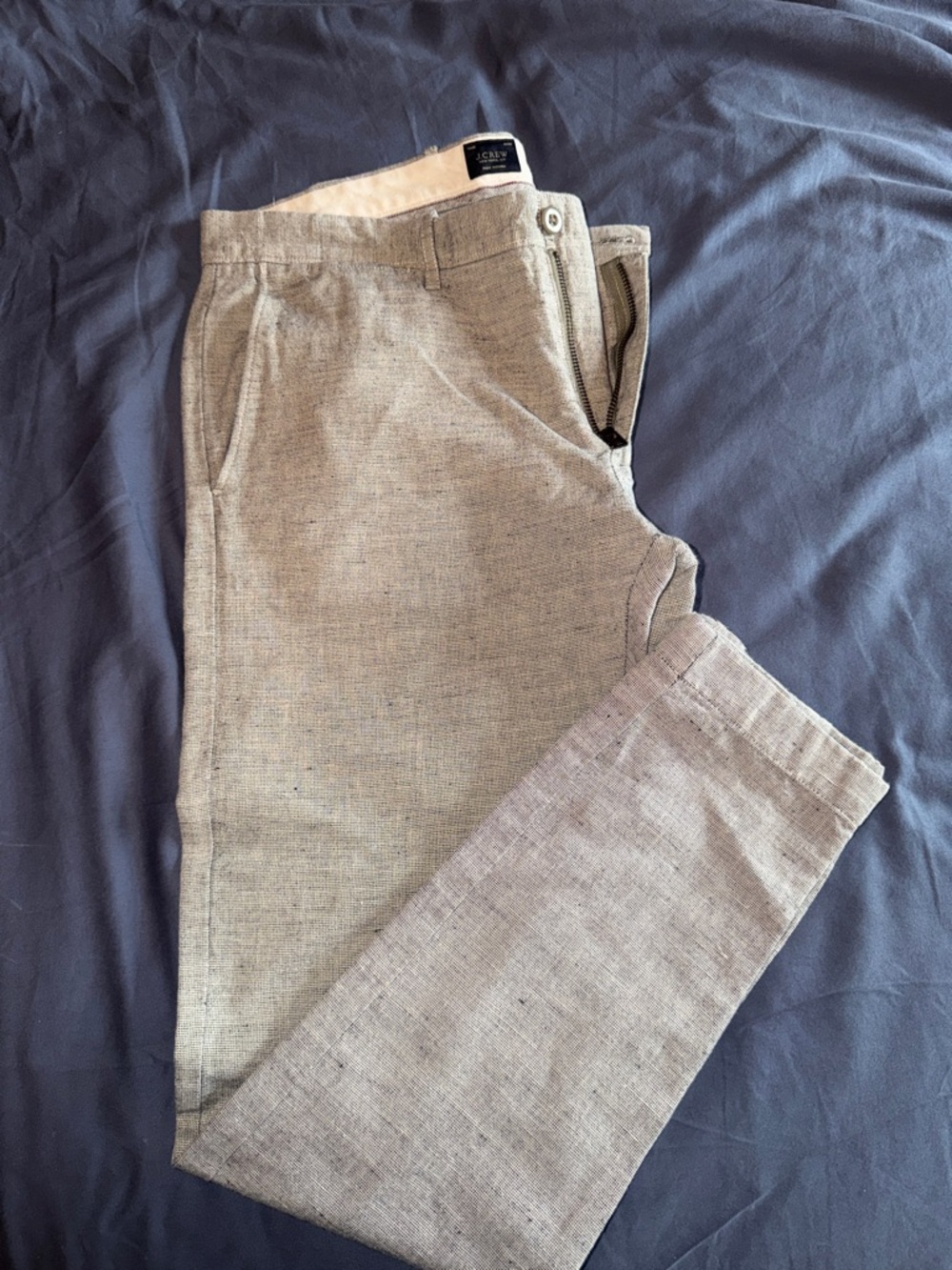 J. Crew Slim 484 Linen-Blend Chinos in Light Grey